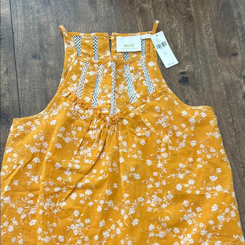 Anthropologie Mustard Floral Top